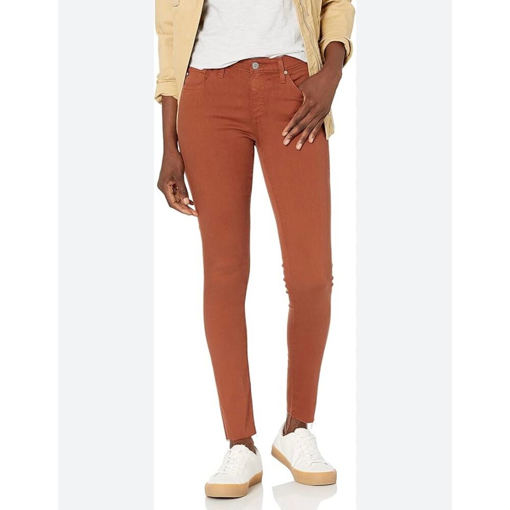 AG Adriano Goldshmied Legging Ankle Pants Brick Dust Orange Size 27R NWT Raw Hem